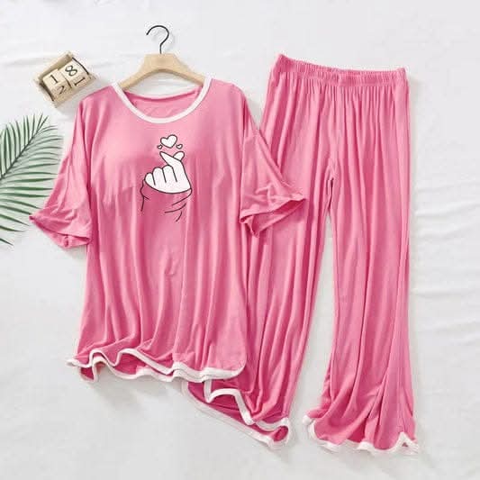 Contrast Tape-Style Logo-Printed 2-Pcs Lounge And Night Wear Suit